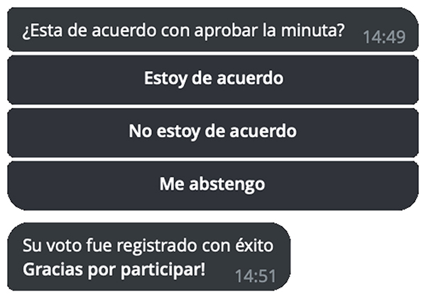 Manera en que los consejeros reciben los acuerdos para ejercer el voto